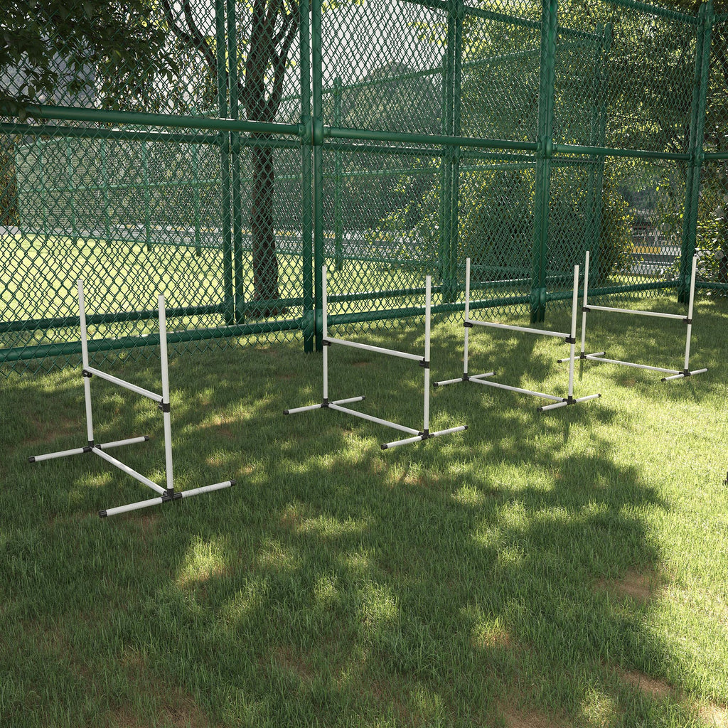 Set of 4 Agility Dog Training Hurdles with Carry Bag, Adjustable Horizontal Bar Height, 99x65x94cm