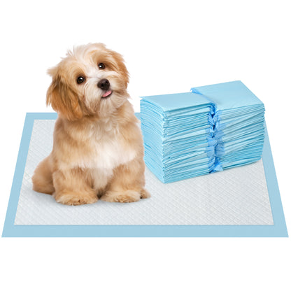 PawHut Set of 100 Hygienic Mats for Dogs with 6 Layers in Non-Woven Fabric, Paper and PE, 45x30 cm, Blue and White