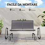 Outsunny 2-Seater Garden Swing Bench in Metal and Mesh Fabric, 120x70x85 cm, Grey