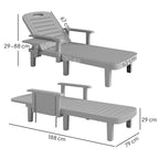 Set of 2 Adjustable Garden Deck Chairs with Table and Armrests, in Polypropylene, 79x158x88 cm, Light Grey