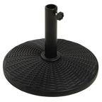 12.5kg Round Rattan Effect Umbrella Base, Support for 38mm and 48mm Poles, Ø44.5cm, Black