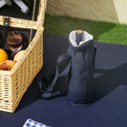 Picnic Basket for 4 People with Fridge Area and Accessories, in Wicker, 54x34x20 cm, Wood Color