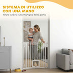 PawHut Extendable Dog and Cat Gate with Integrated Cat Flap, Steel and ABS, 75-85x2x76 cm, White