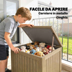 Outsunny 130L Outdoor Storage Chest with Lid, Hinges and Strap, Wooden, 63x51x58.5 cm, Brown