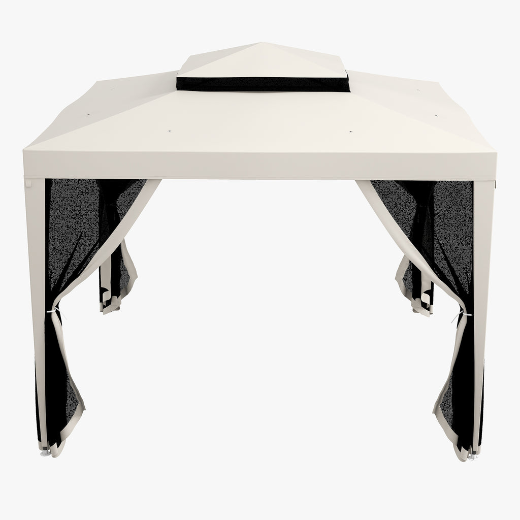 Garden Gazebo 3x3 m with Mosquito Net, Flysheet and 8 Holes, Steel and Polyester Cream White