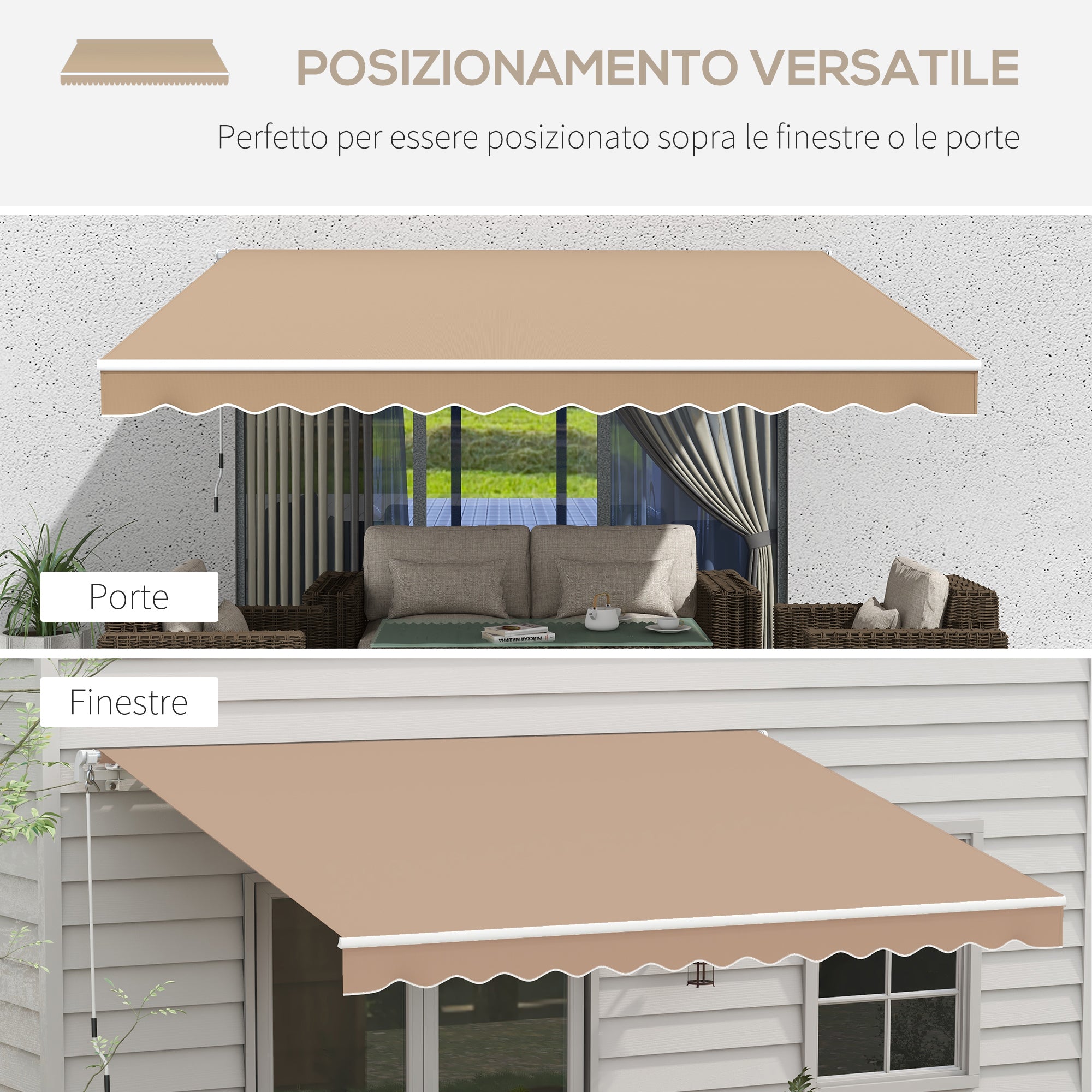 Outsunny Outdoor Awning with Crank Arms, 350x250 cm, Brown