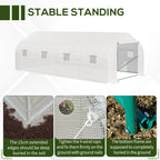 Vegetable Greenhouse 6x3x2m with 8 Windows and Roller Door, in Steel and PP, Green - Borgè