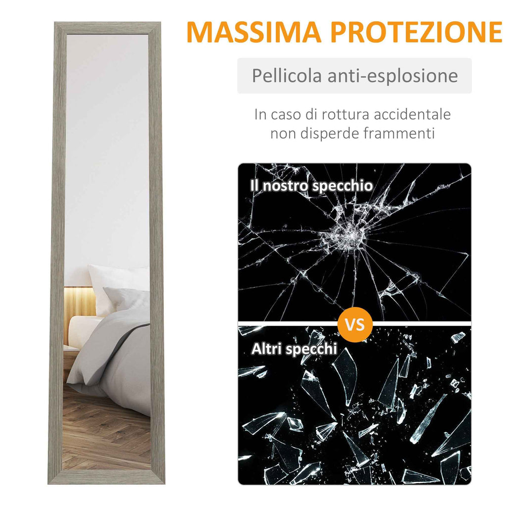 HOMCOM Modern Full-Length Floor Mirror, 37x157 cm, Grey