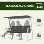 Outsunny 3-Seater Garden Swing with Tilting Canopy, Steel, 205x130x175 cm, Dark Grey