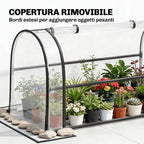 Outsunny Raised Vegetable Garden Bed with Mini Greenhouse Cover and Drainage Hole, 100x49x136 cm, Black