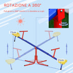 Outsunny 360° Rotating Double Seesaw Children's Swing in Metal and PP, Ages 3-8 Years, 182x77x63cm Multicolor