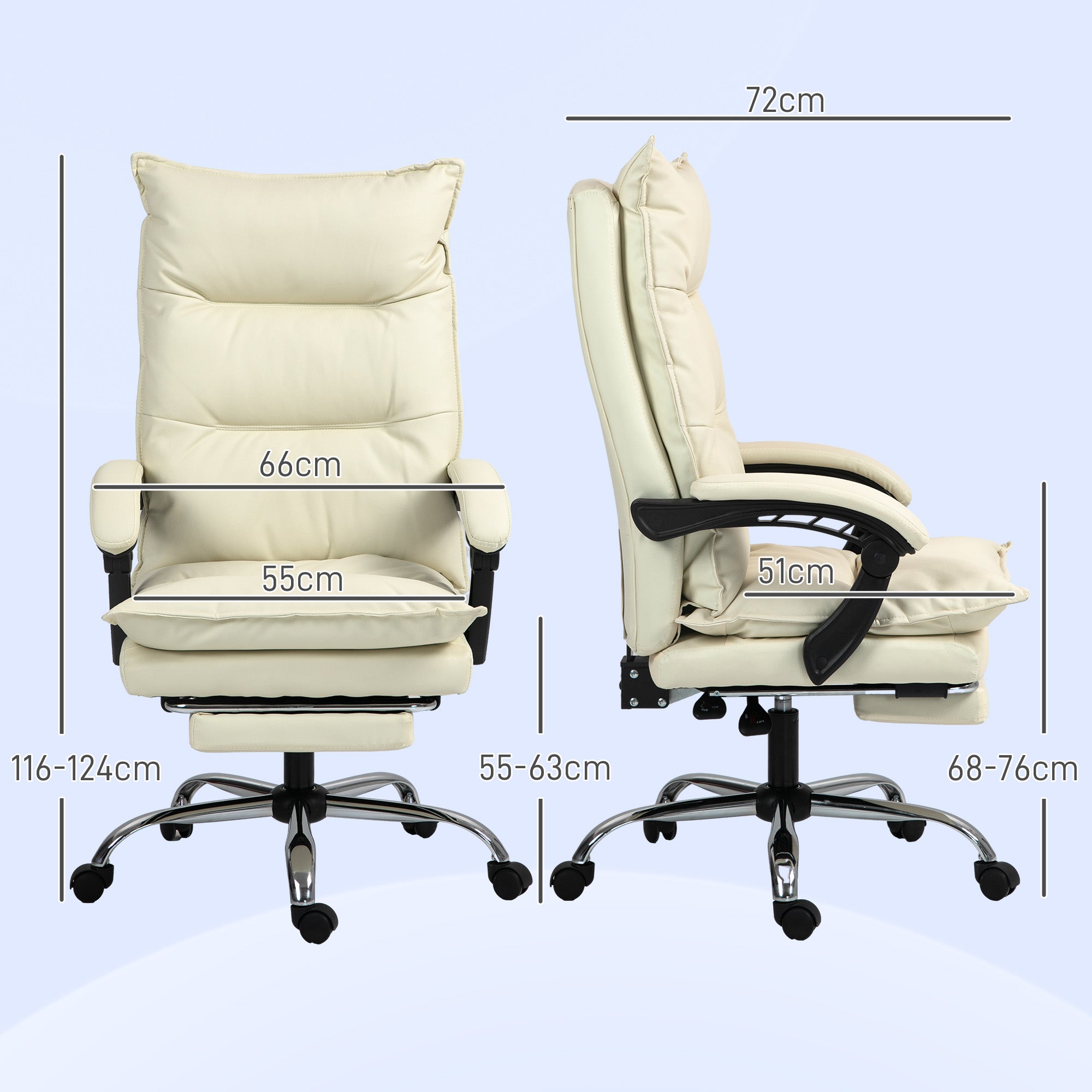 Ergonomic Office Chair, Reclining Desk Chair, Footrest, Beige
