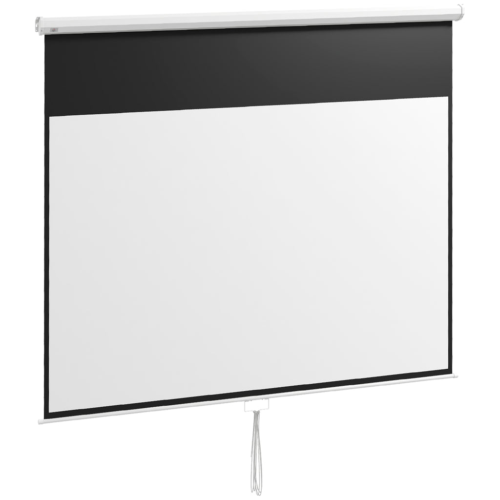 120" Projector Screen, 16:9 Ratio, Wall and Ceiling Mountable for Home and Office, White