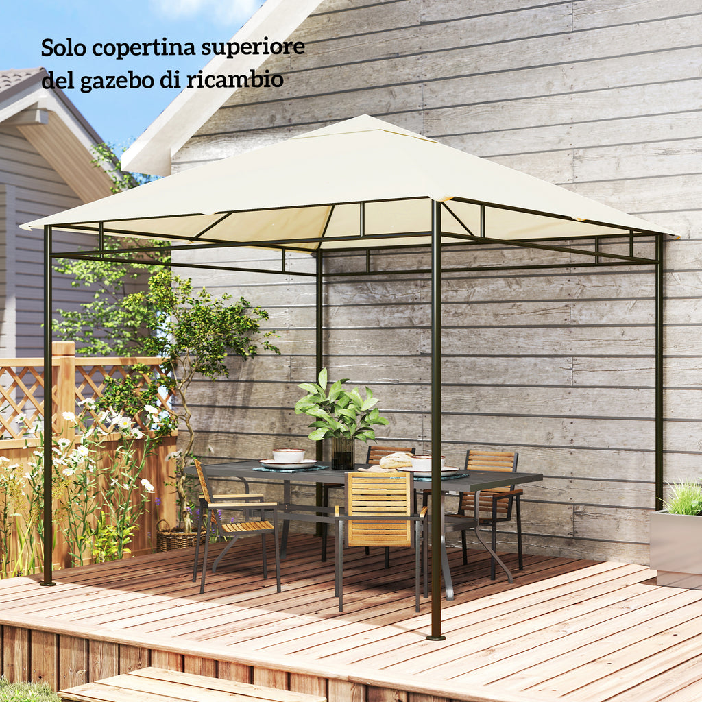 Outsunny 3x3m Polyester Gazebo Replacement Roof with Air Vents and Drainage Holes, Cream