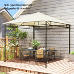 Outsunny 3x3m Polyester Gazebo Replacement Roof with Air Vents and Drainage Holes, Cream