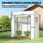 Outsunny Greenhouse for Plants with 2 Side Mesh Windows and Roller Door, in PE and Steel, 196x77x197 cm, White