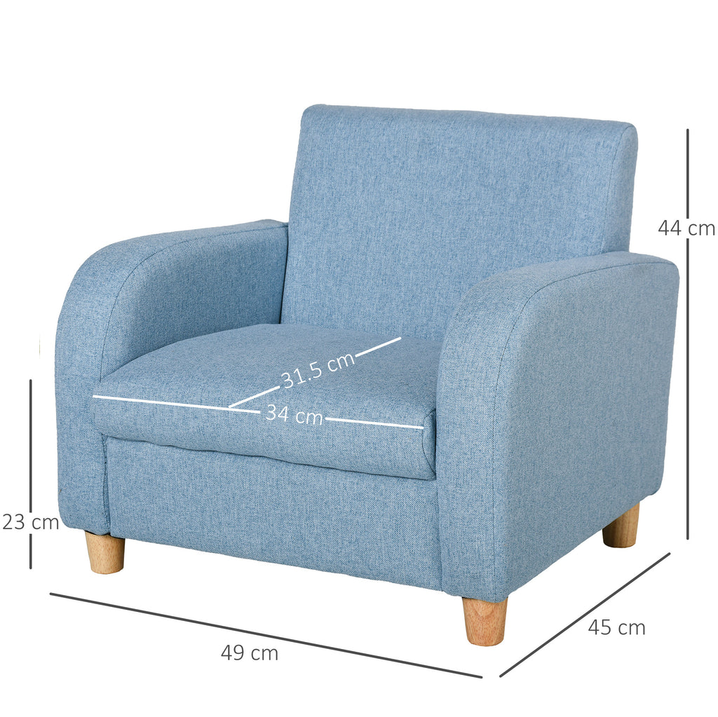Children's Fabric Armchair for Kids' Bedroom with Padded Seat, Max. 65 kg, 49 x 45 x 44 cm, Blue