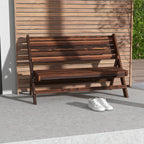 Outsunny 2-Seater Folding Garden Bench with Slatted Pine Wood, 122x63x83 cm, Carbonized