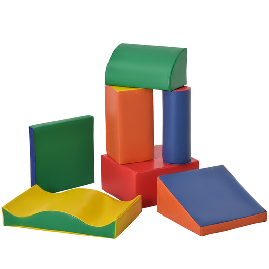 HOMCOM Set of 7 Soft Building Blocks for Children from 1-3 Years for Home and School, Multicolored