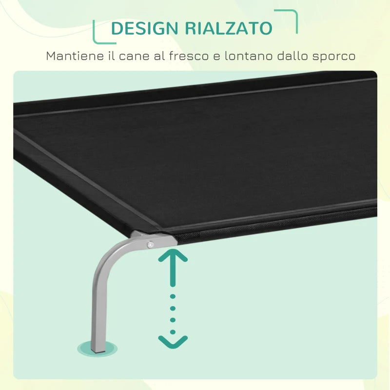 Indoor and Outdoor Dog Bed, Capacity up to 32kg, Breathable Fabric, 130x90x20cm, Black - Borge' Group Limited