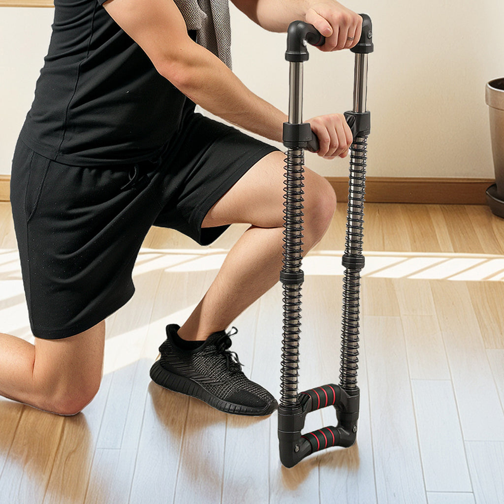 SPORTNOW Power Twister with 4 Springs with Resistance from 10 to 80 kg, in Stainless Steel, 80x22x5 cm, Black