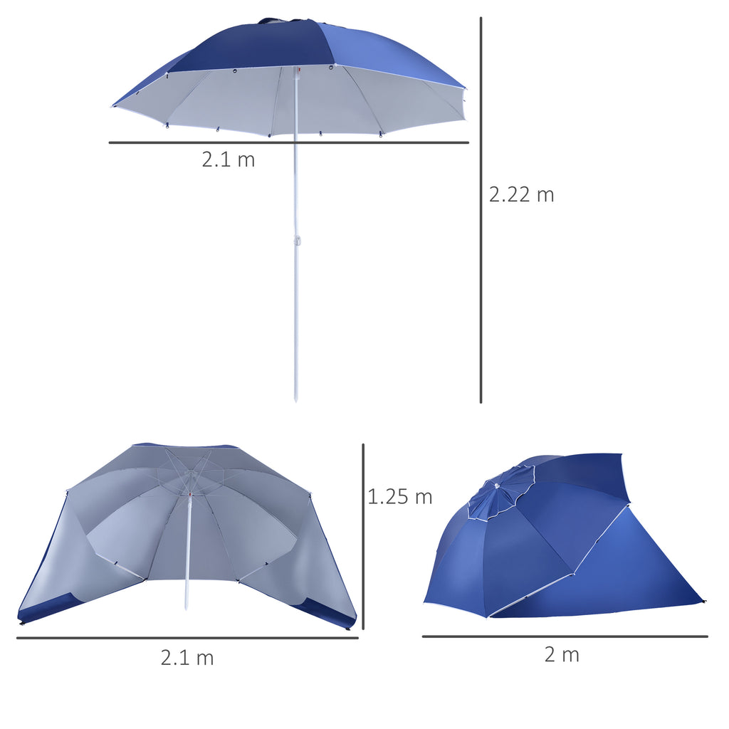 Outsunny 2-in-1 Parasol Tent with UV 50 Protection, Polyester and Iron, 2x2.2 m, Blue