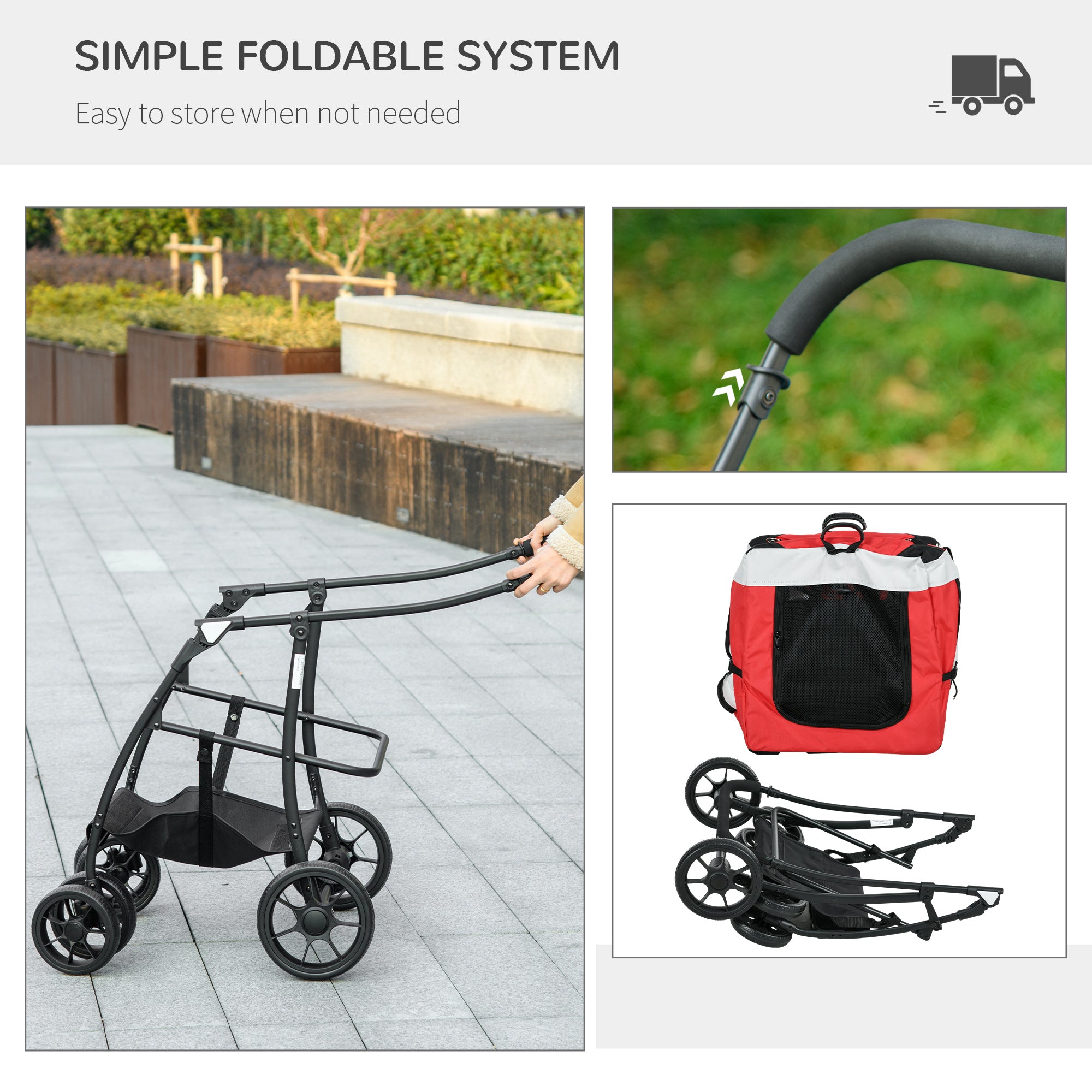 PAWHUT Small and mini -size dog stroller with 2 leashes and storage case, 81x58x97.5 cm - Borgè