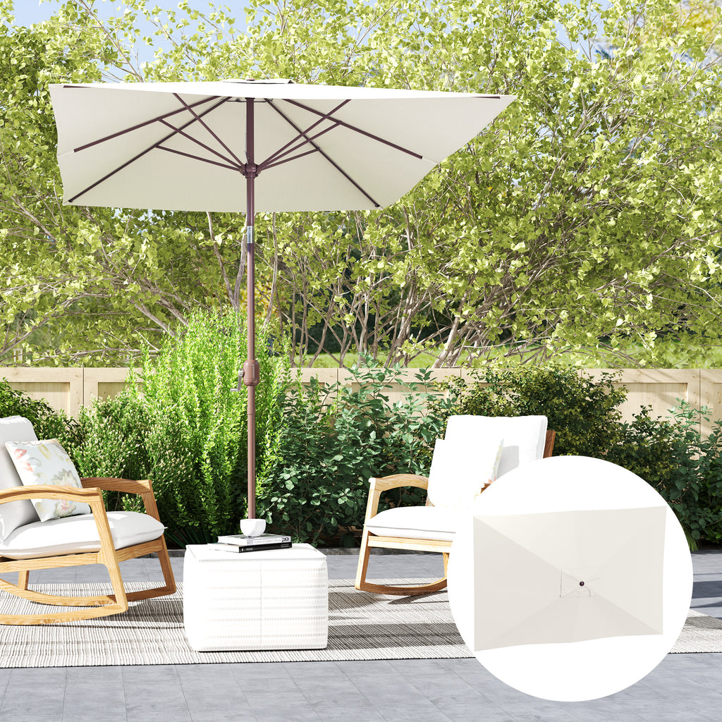 Replacement Cover for Rectangular Umbrella 3x2 m with 6 Ribs, Anti-UV 50+ Polyester, Beige