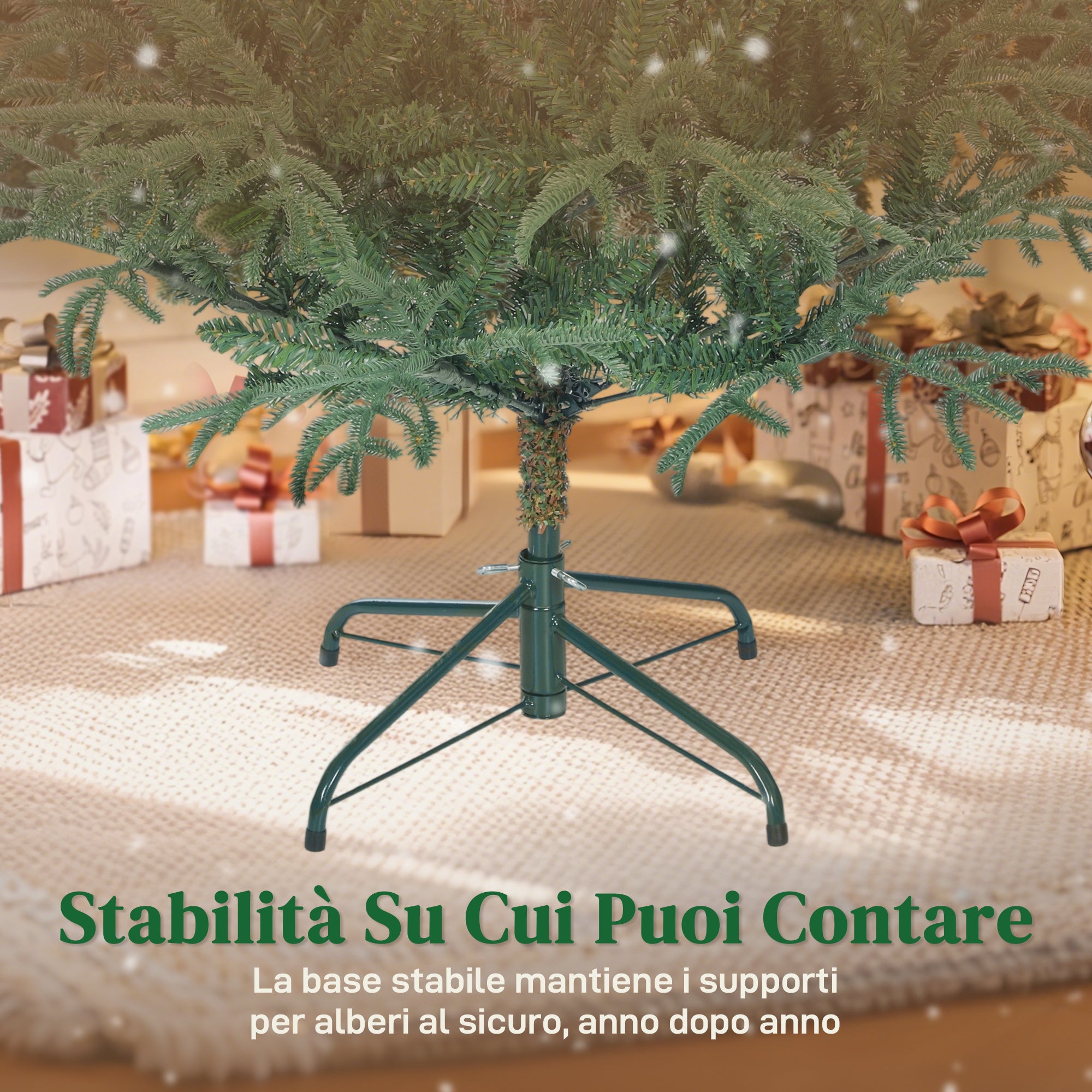 150cm Fireproof Artificial Christmas Tree with 1375 Realistic Branches and Foldable Metal Base