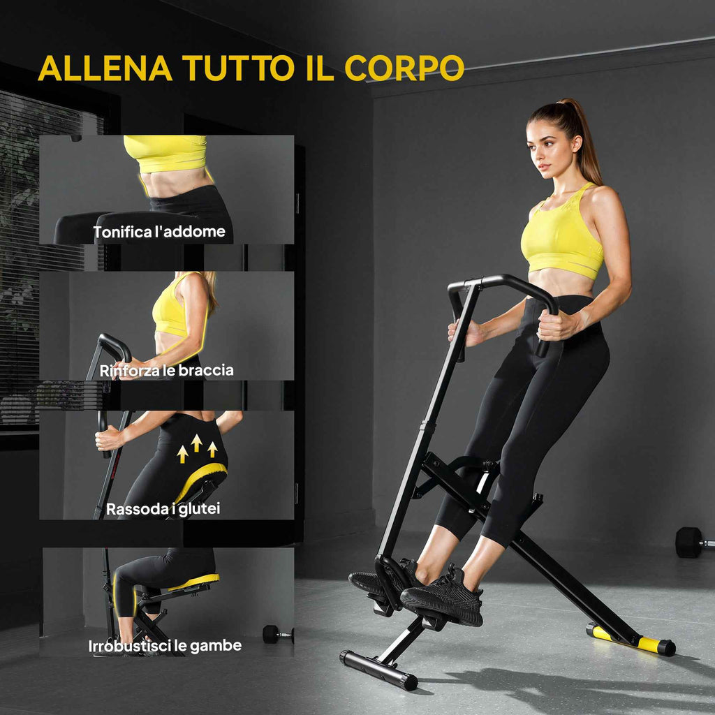 SPORTNOW Folding Total Crunch Machine with Adjustable Seat, Made of Metal and Plastic, 57x105x115 cm, Yellow
