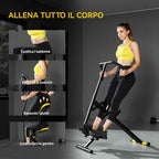 SPORTNOW Folding Total Crunch Machine with Adjustable Seat, Made of Metal and Plastic, 57x105x115 cm, Yellow