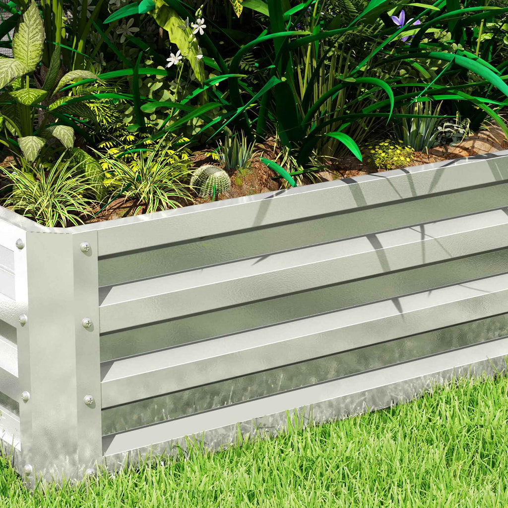 Outsunny Open Bottom Raised Garden Bed with Galvanized Steel Lining, 120x60x30.5 cm, Silver