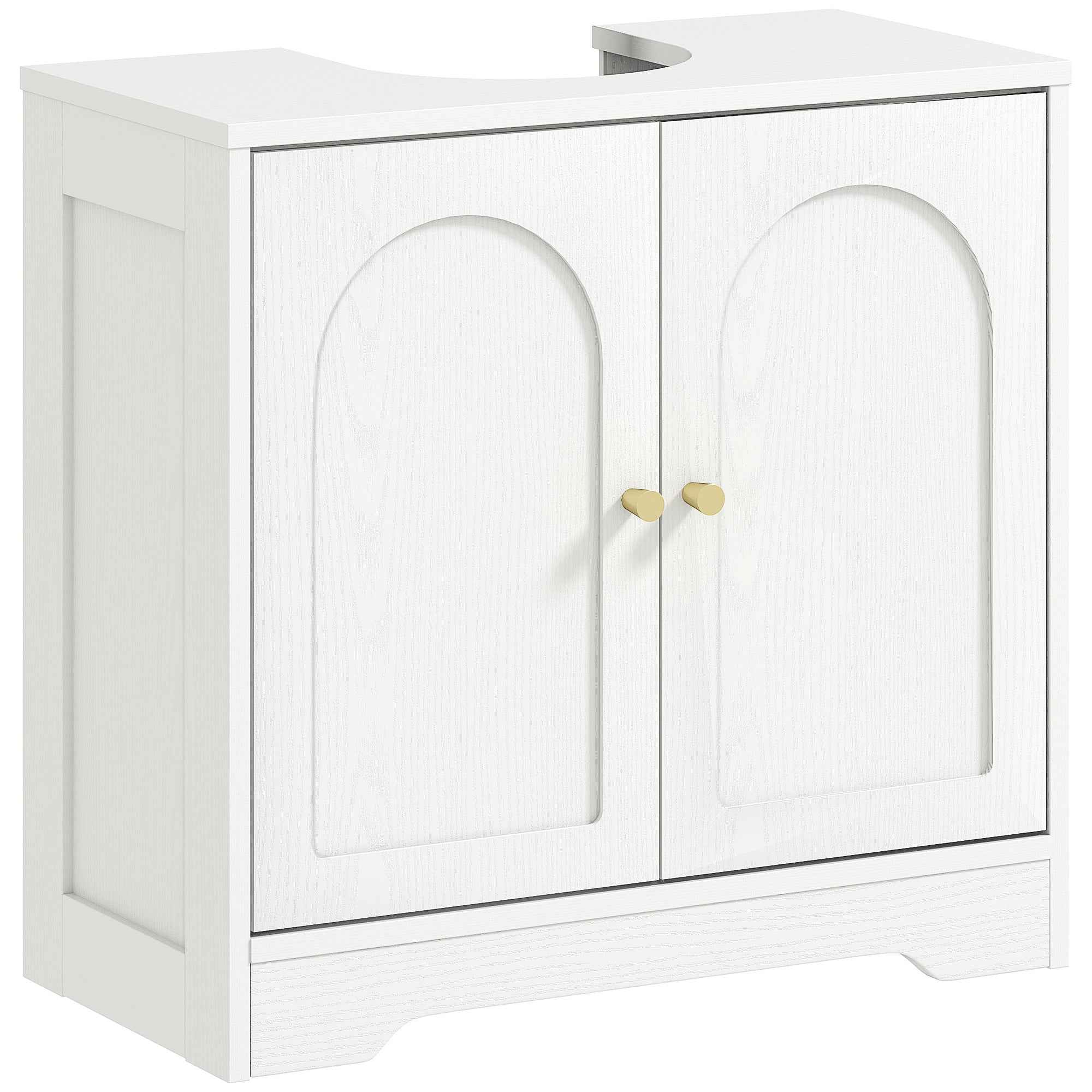 HOMCOM 2-Door Bathroom Vanity Unit with 3-Tier Adjustable Shelf, Wooden, 60x30x65 cm, White