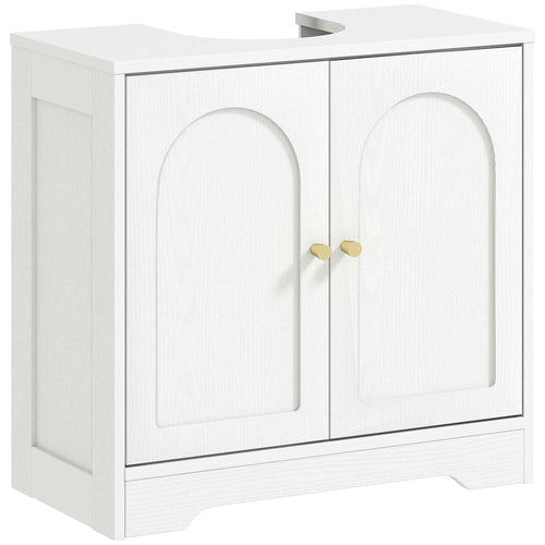 HOMCOM 2-Door Bathroom Vanity Unit with 3-Tier Adjustable Shelf, Wooden, 60x30x65 cm, White