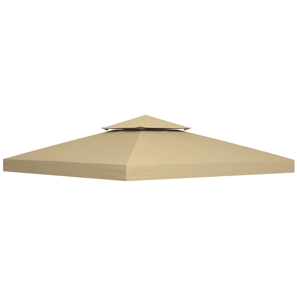 Outsunny 3x3m 2-Tier UV Resistant Replacement Gazebo Roof, Beige