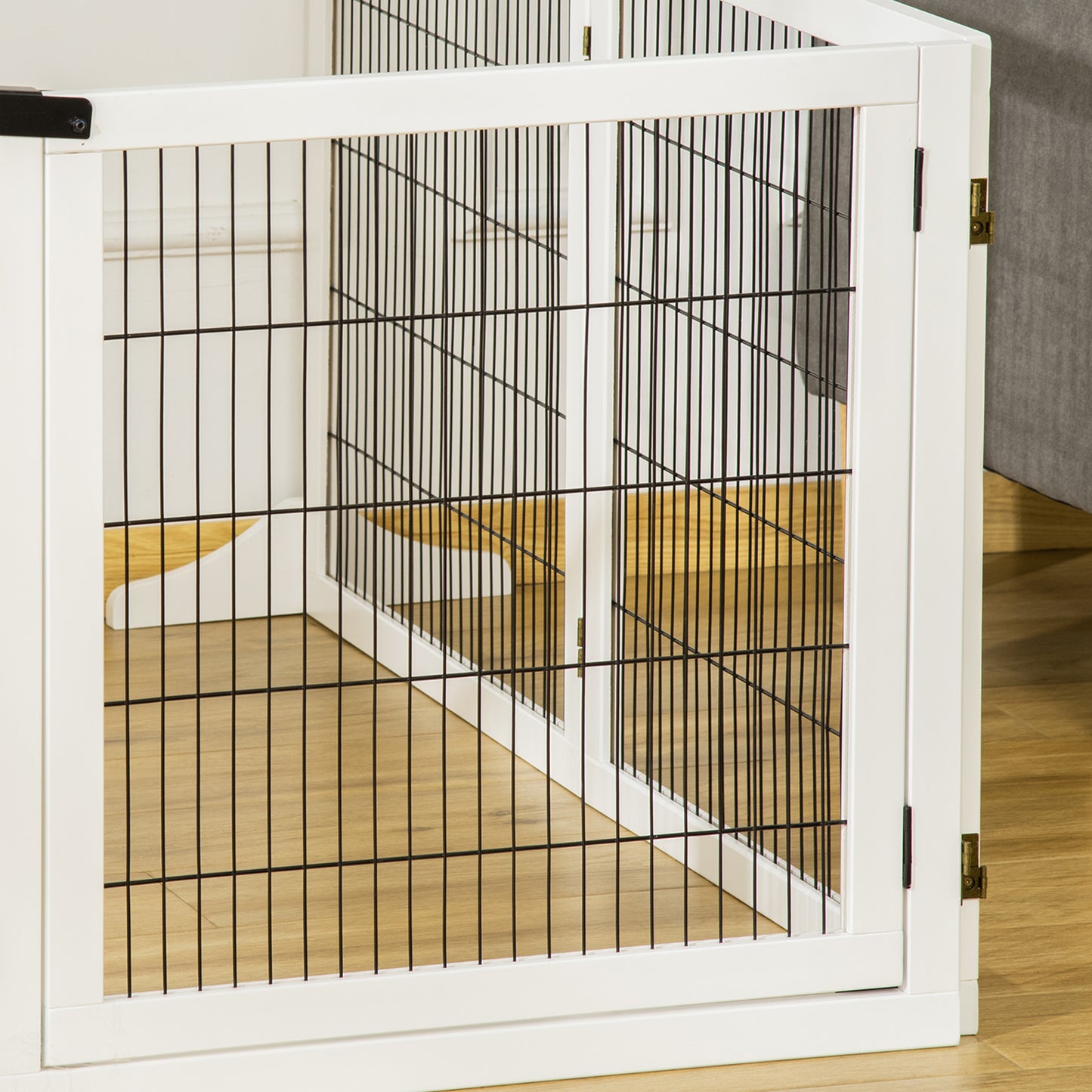 Gate for Small/Medium Size Dogs with 6 Folding Panels, in Wood and Steel, 432x36x70 cm, White