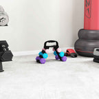 SPORTNOW Set of 6 Dumbbell Weights (2x1 kg, 2x2 kg, 2x3 kg) of 12 kg with Stand/Kettlebell, in Metal and PP Pink, Blue and Purple