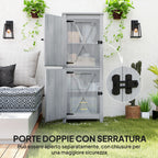 Garden Tool Shed with 2 Lockers, Locking Doors and Removable Shelves, Grey