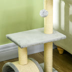 3-Tier Cat Tree with Scratching Post, Plush and Sisal, 40x35x72 cm, Light Gray