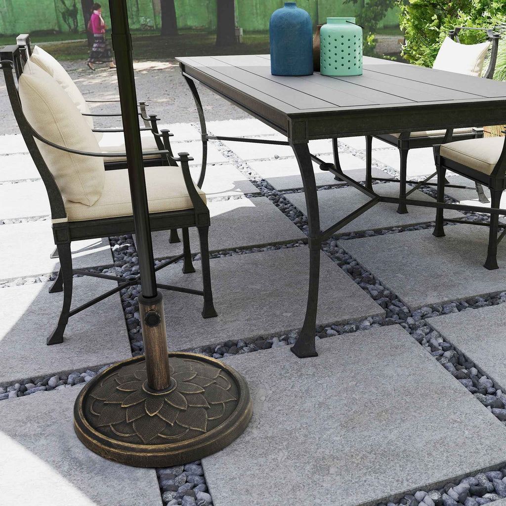 Outsunny 12kg Umbrella Base with Integrated Crank, in Resin, Metal and Cement, Ø46x34 cm, Bronze