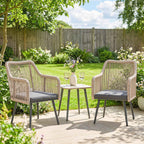 Outsunny Set of 2 Garden Chairs with Cushions and Armrests, in Steel and PE Rattan, 54x65x80 cm, Dark Grey