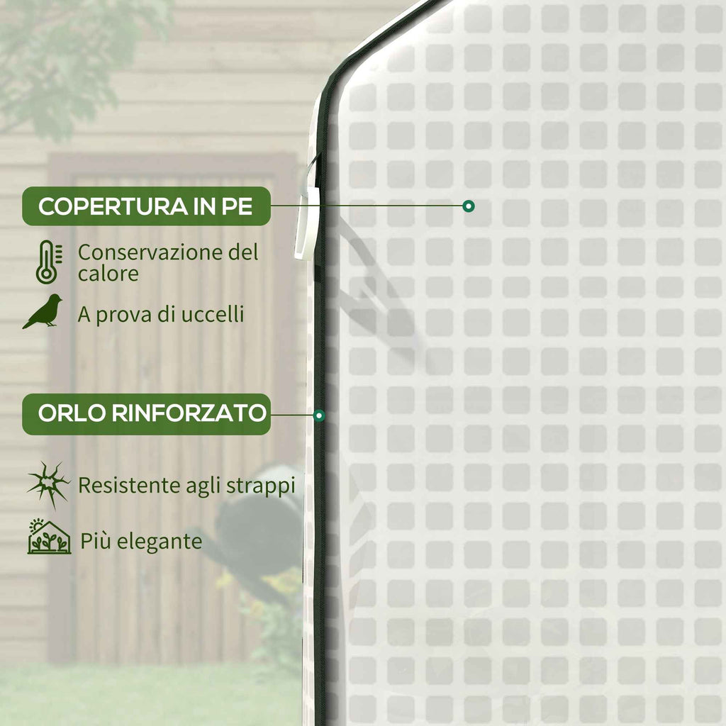 Outsunny PE Garden Greenhouse Cover with Hinged Door and Windows, 140x143x190cm, White