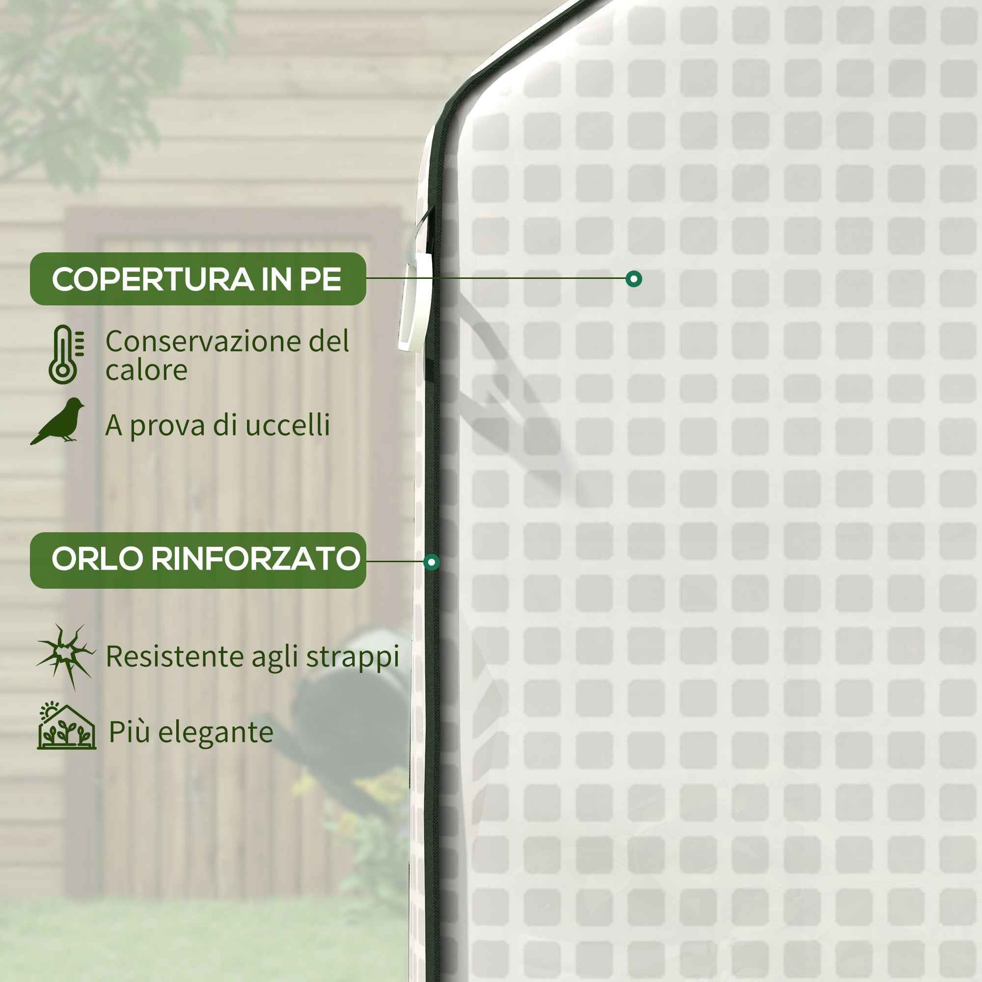 Outsunny PE Garden Greenhouse Cover with Hinged Door and Windows, 140x143x190cm, White