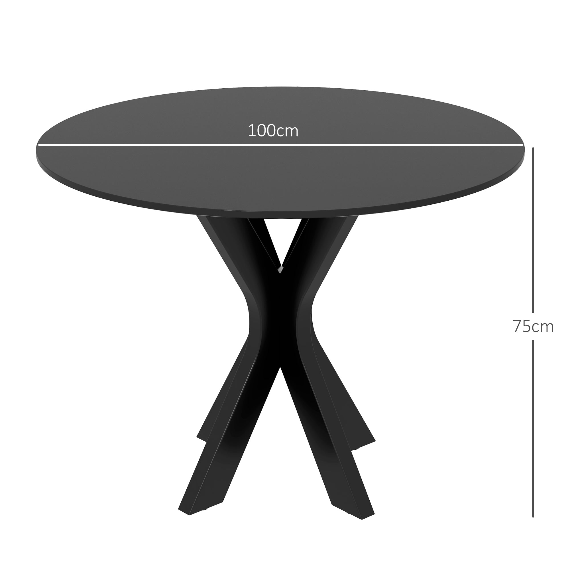 Homcom Round modern dining table for 4 people in steel and mdf, Ø100x75cm, black - Borgè