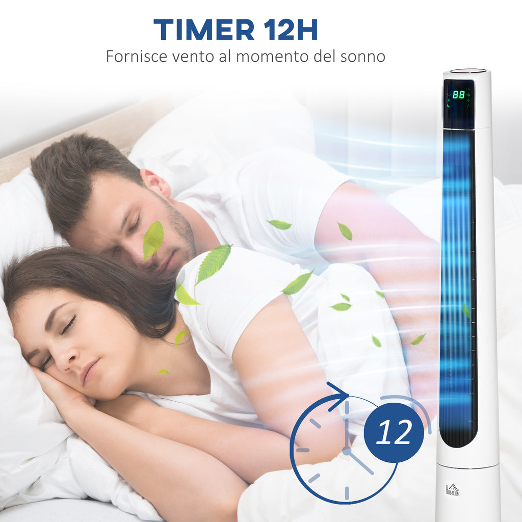 50W Tower Fan with 3 Modes and 3 Speeds with 12h Timer, in ABS, Ø32x118.2 cm, White - Borgè