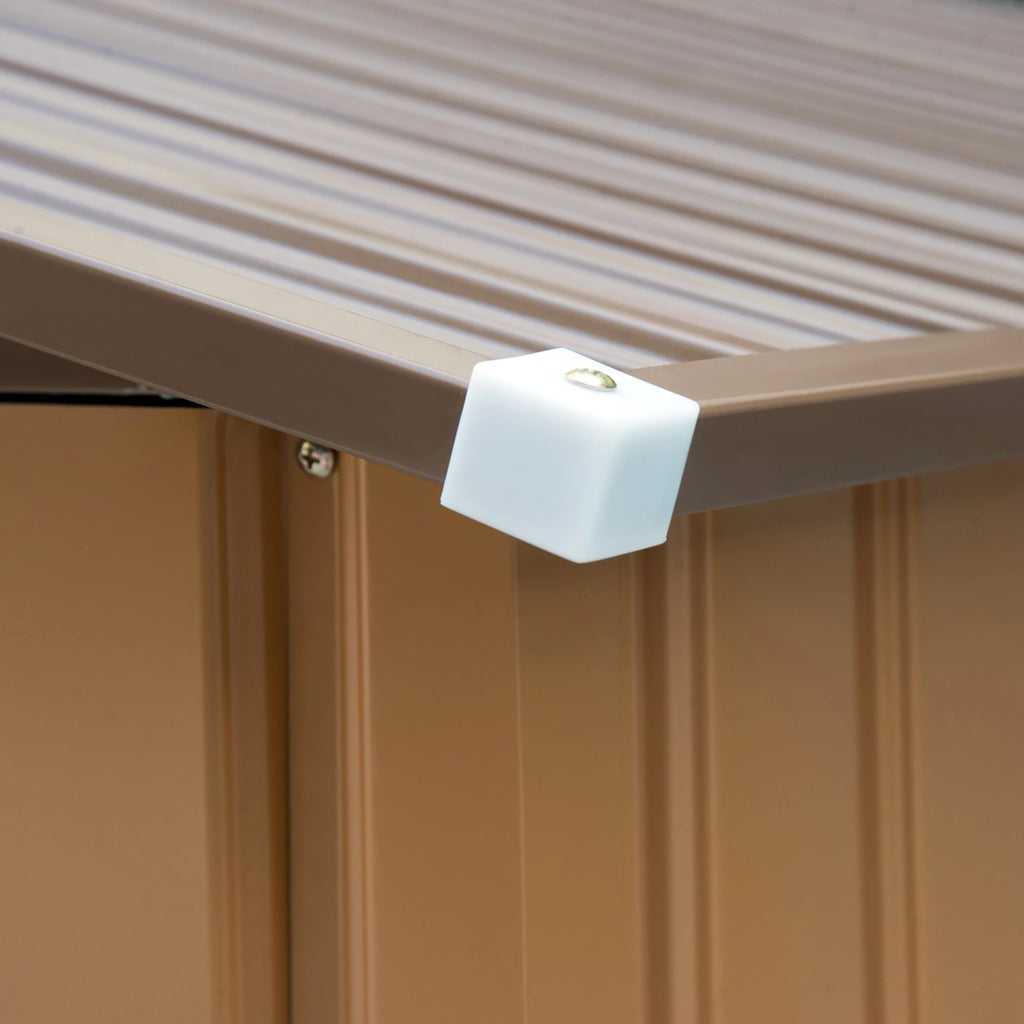 Garden Shed with Base and Double Sliding Doors, Steel Garden Shed, 277x195x192 cm, Yellow - Borge' Group Limited