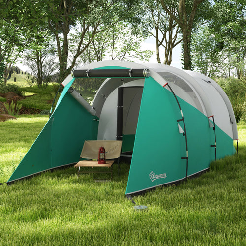 2-4 Person Waterproof Tunnel Tent with Carry Bag, 460x260x190 cm, Green