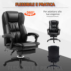 Vinsetto Height Adjustable Office Chair with 6 Massage Points, in Faux Leather, 68.5x68.5x113-121 cm, Black - Borgè
