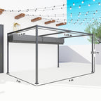 Outsunny Pergola Outdoor Gazebo 4x3 m with Retractable Metal and Polyester Canopy, Dark Grey