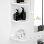 Bathroom Mirror Cabinet with 6 Open and 2 Closed Shelves, 66x17x63 cm Bathroom Cabinet with Mirror, Glass Wall Cabinet, White